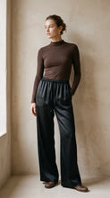 Load image into Gallery viewer, PRIV Lillian Satin Trouser Pant Black