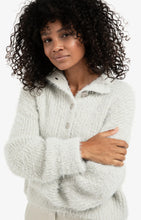 Load image into Gallery viewer, Yaya -Fluffy cropped sweater with stand-up collar and buttons