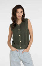 Load image into Gallery viewer, YAYA Textured Sleeveless Cardigan with Fancy Buttons