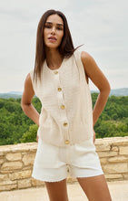 Load image into Gallery viewer, YAYA Textured Sleeveless Cardigan with Fancy Buttons