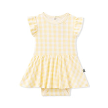 Load image into Gallery viewer, KYTE BABY Twirl Bodysuit Dress in Gingham Chamomile
