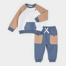Load image into Gallery viewer, PETIT LEM Mocha &amp; Indigo Color Block Outfit Set
