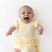Load image into Gallery viewer, KYTE BABY Twirl Bodysuit Dress in Gingham Chamomile
