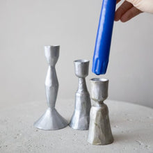 Load image into Gallery viewer, Zora Forged Candle Sticks Antique Silver

